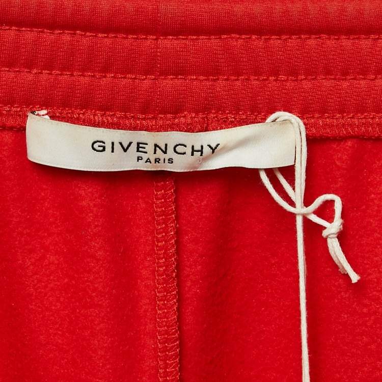Pre Owned Givenchy Red Logo Print Jersey Trackpants M