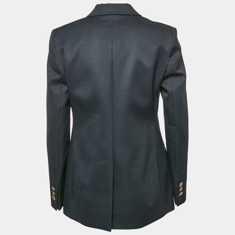 Pre Owned Givenchy Navy Blue Wool Gabardine Double Breasted Blazer M