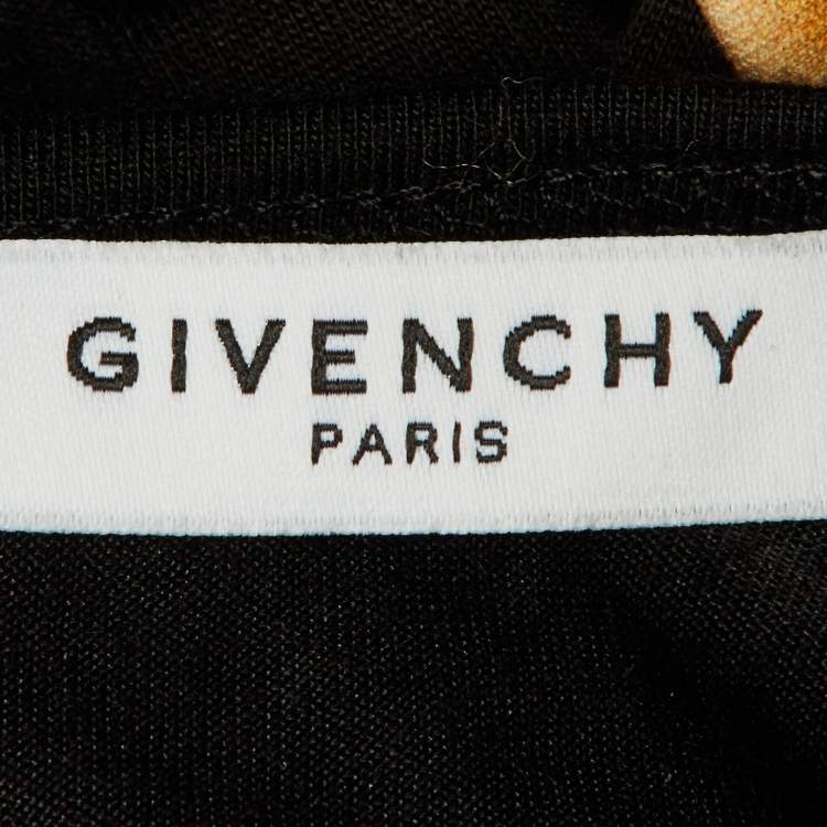 Pre Owned Givenchy Black Printed Cotton Overlay Detail Mini Dress XS 