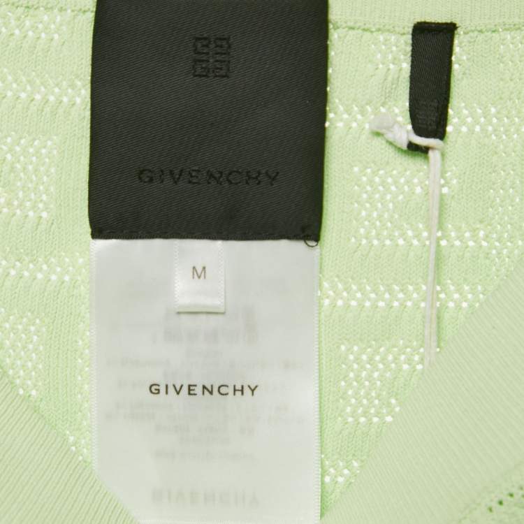 مملوكة مسبقًا Givenchy Green Stretch Mesh Logo Biker Shorts M