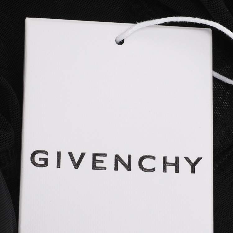 Pre Owned Givenchy Black 4G Mesh Long Sleeves Mock Neck Bodysuit L