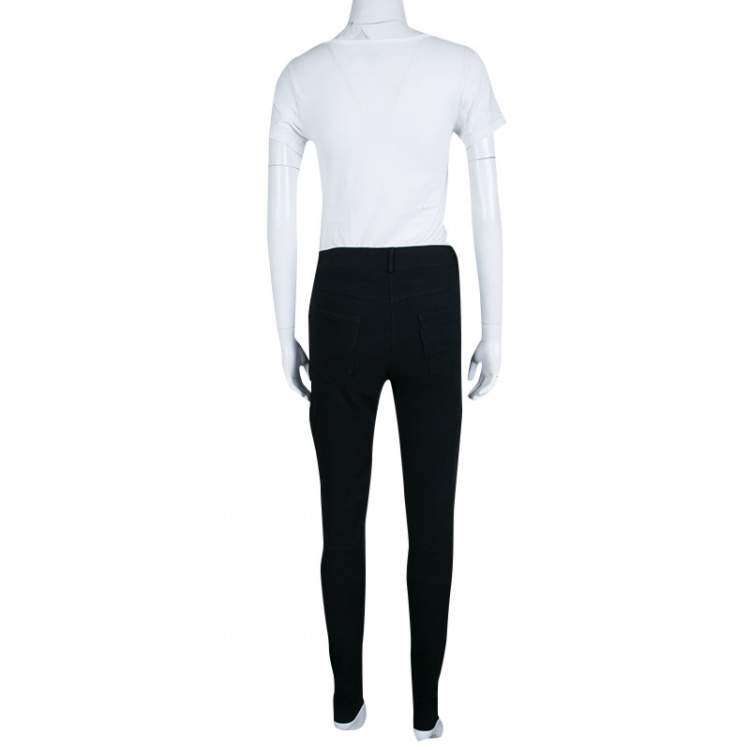 Pre Owned Givenchy Black Knit Zip Detail Moto Jeggings S