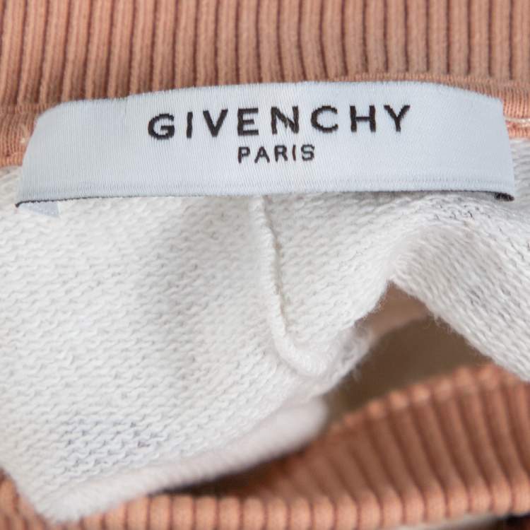 Pre Owned Givenchy Peach Butterfly Print Cotton Crew Neck Jumper M