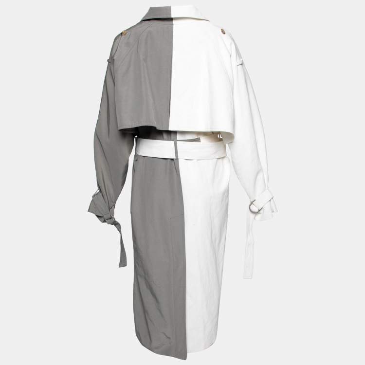 Pre Owned Givenchy Two-Toned Cotton Oversized Belted Trench Coat M