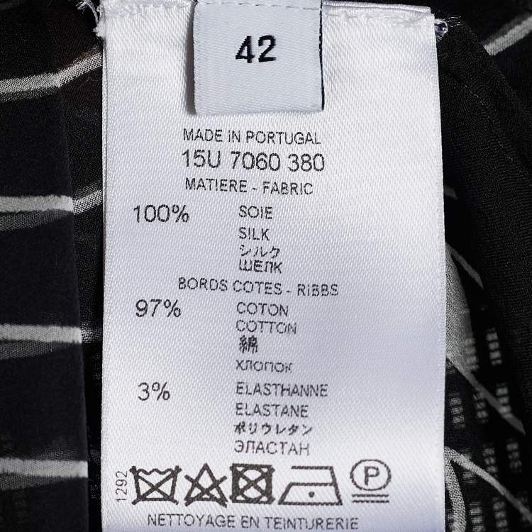 Pre Owned Givenchy Black Stripe Print Silk Sheer Blouse L