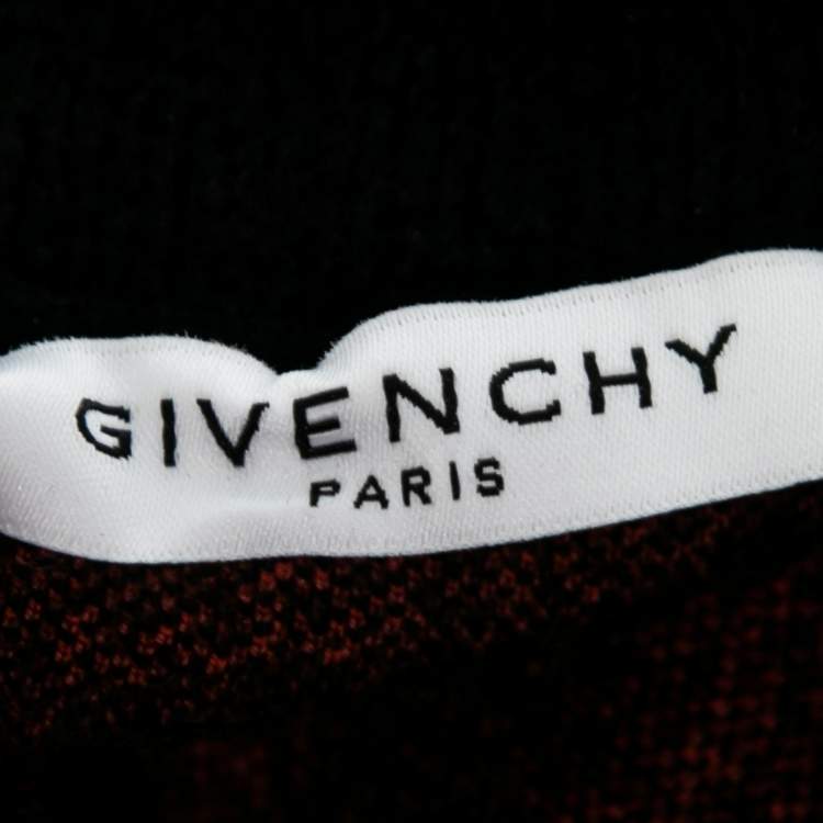 Pre Owned Givenchy Red and Black Knit Crewneck Pullover Sweater M