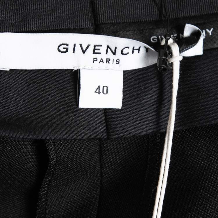 Pre Owned Givenchy Black Mohair Wool Side-Band Detail Trousers M