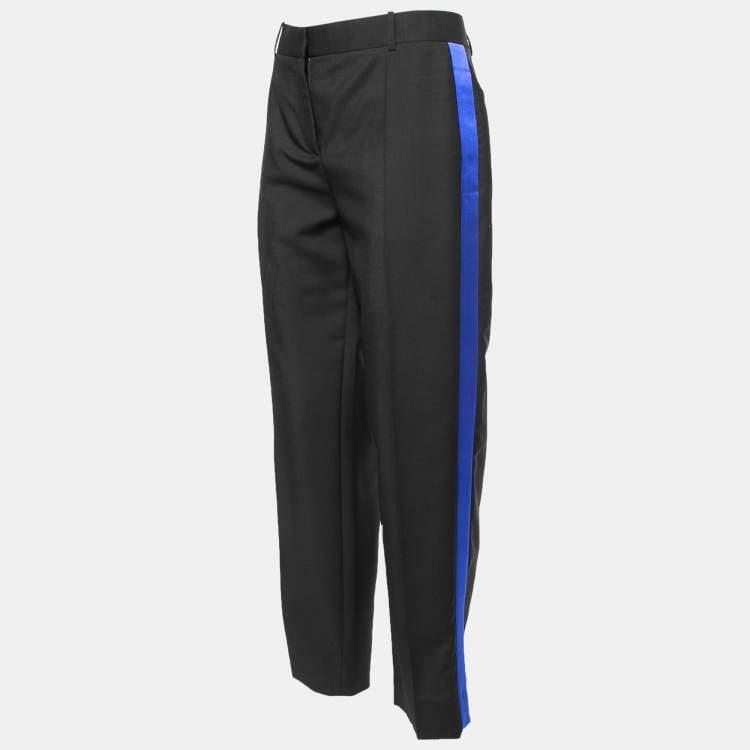 Pre Owned Givenchy Black Mohair Wool Side-Band Detail Trousers M