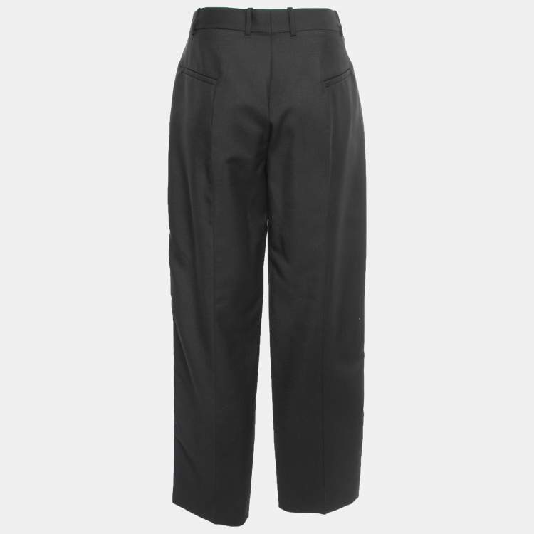 Pre Owned Givenchy Black Mohair Wool Side-Band Detail Trousers M