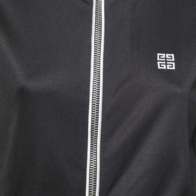 Pre Owned Givenchy Black Knit Side-Stripe Logo Zip Front Jacket M