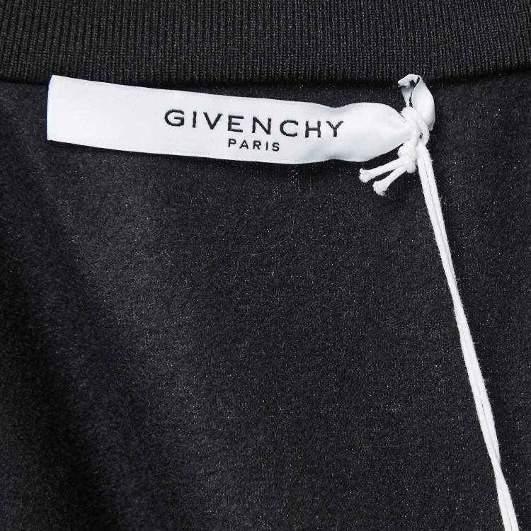 Pre Owned Givenchy Black Knit Side-Stripe Logo Zip Front Jacket M