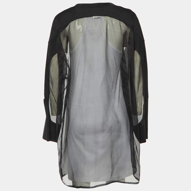 Pre Owned Givenchy White Printed Embellished Tank Mini Dress & Black Overlay T-Shirt L