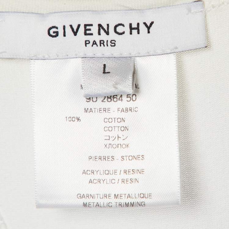 Pre Owned Givenchy White Printed Embellished Tank Mini Dress & Black Overlay T-Shirt L