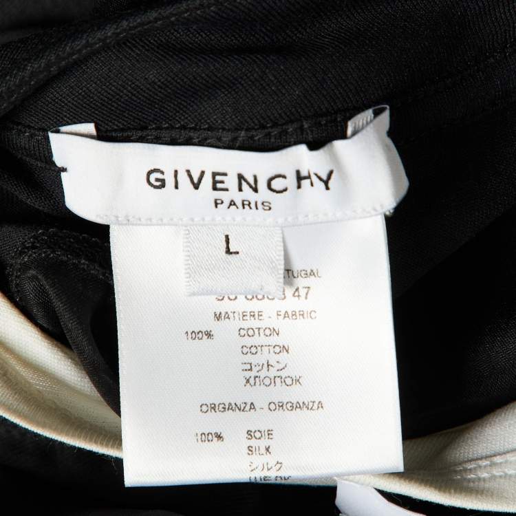 Pre Owned Givenchy White Printed Embellished Tank Mini Dress & Black Overlay T-Shirt L