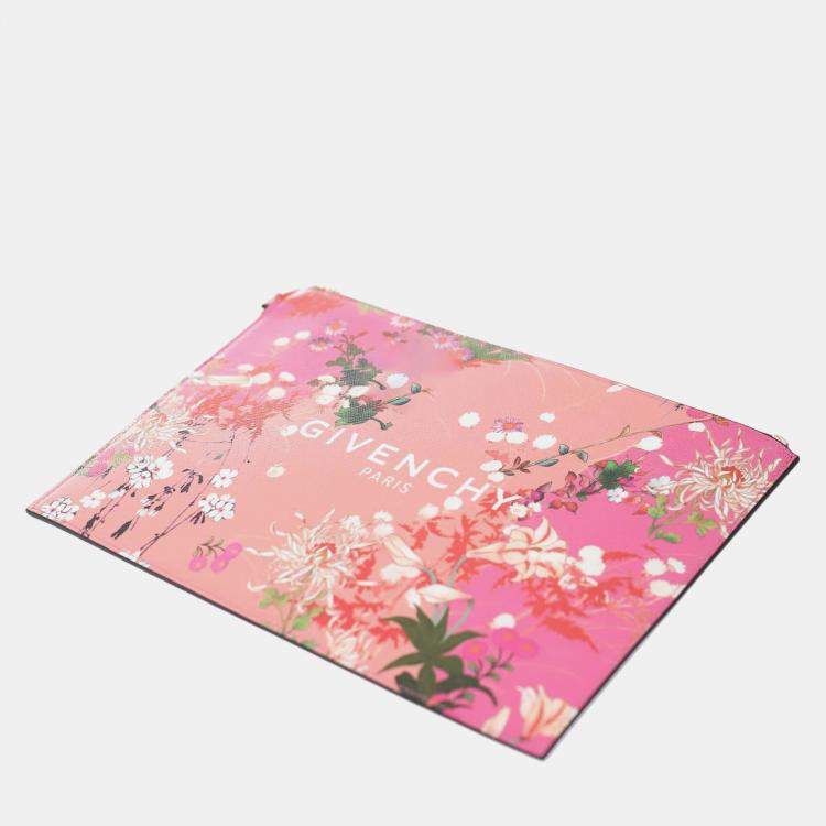 Pre Owned Givenchy Medium Iconic Floral Print Coated Canvas Pouch