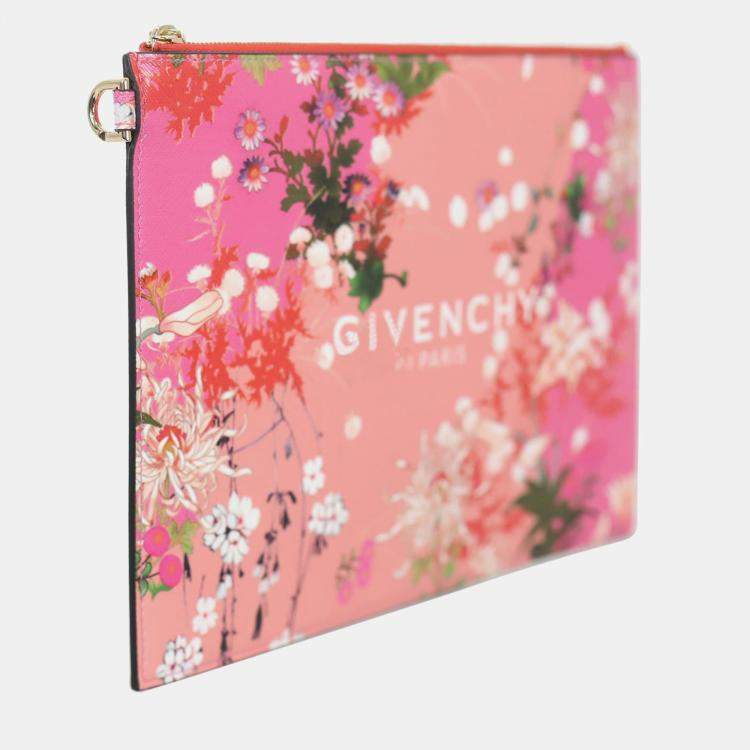Pre Owned Givenchy Medium Iconic Floral Print Coated Canvas Pouch