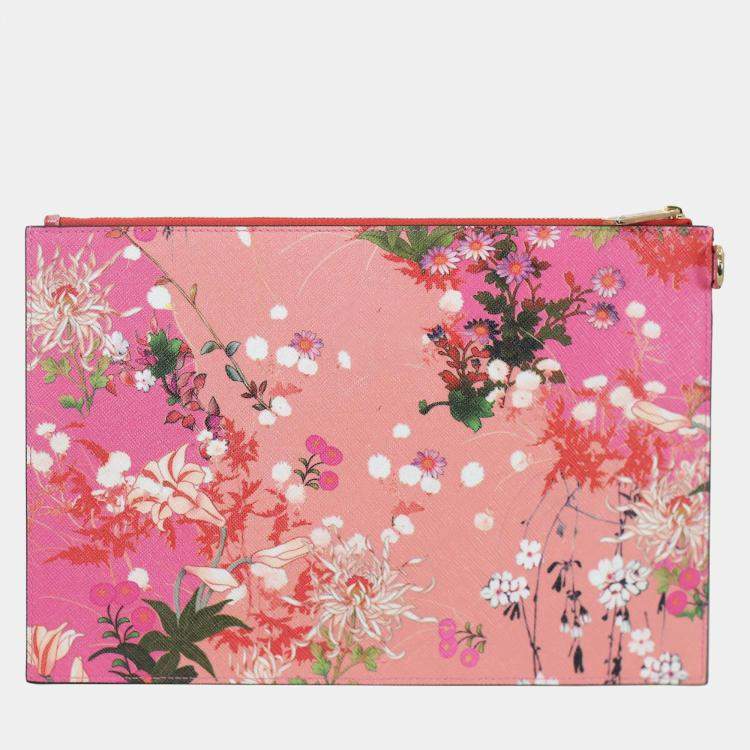 Pre Owned Givenchy Medium Iconic Floral Print Coated Canvas Pouch
