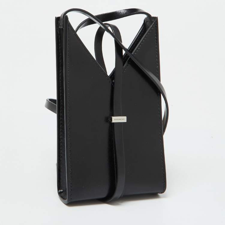 Pre Owned Givenchy Black Leather Micro Cut Out Crossbody Bag
