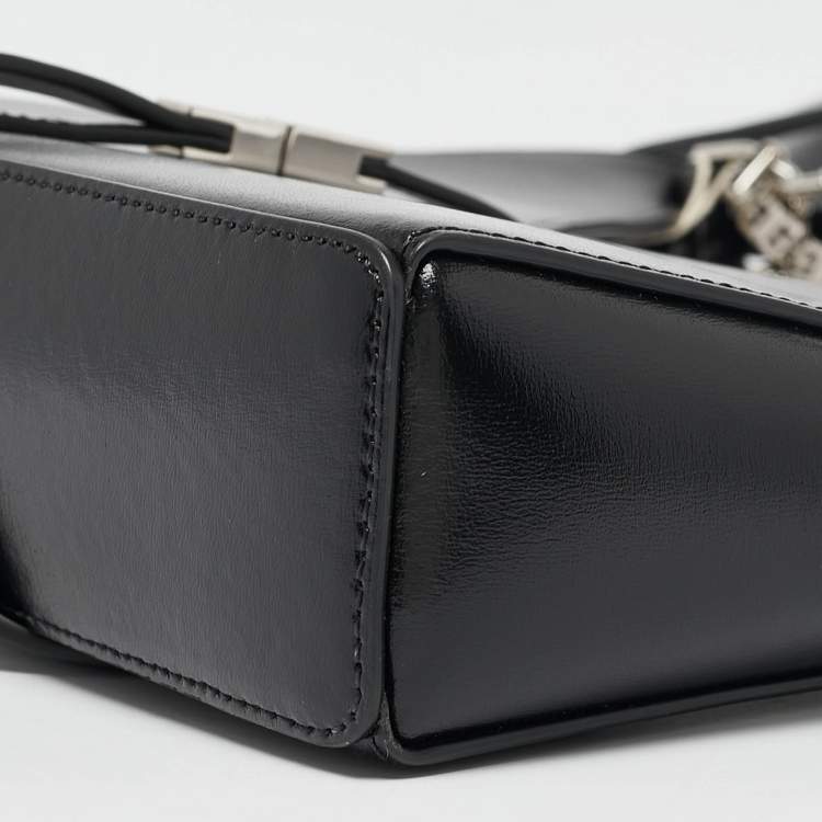 Pre Owned Givenchy Black Glossy Leather Cut Out Chain Bag