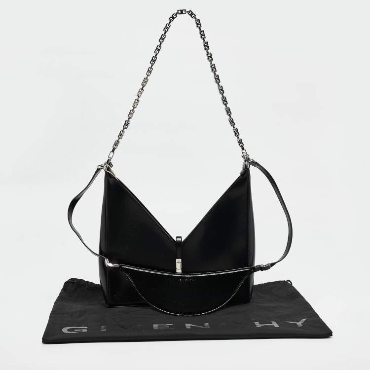 Pre Owned Givenchy Black Glossy Leather Cut Out Chain Bag