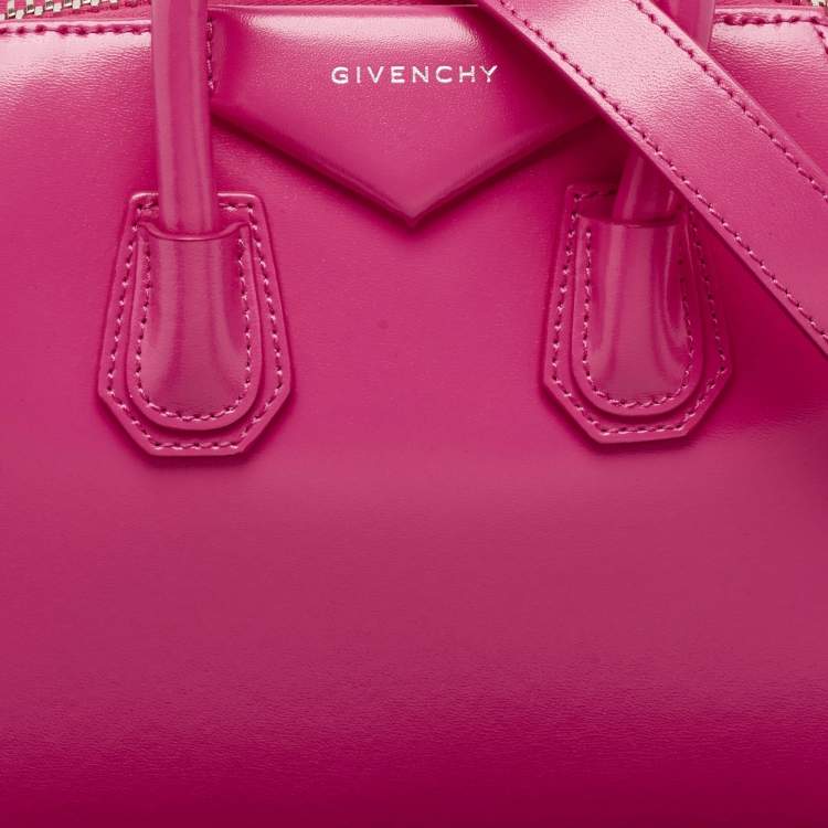 Pre Owned Givenchy Neon Pink Leather Mini Antigona Satchel
