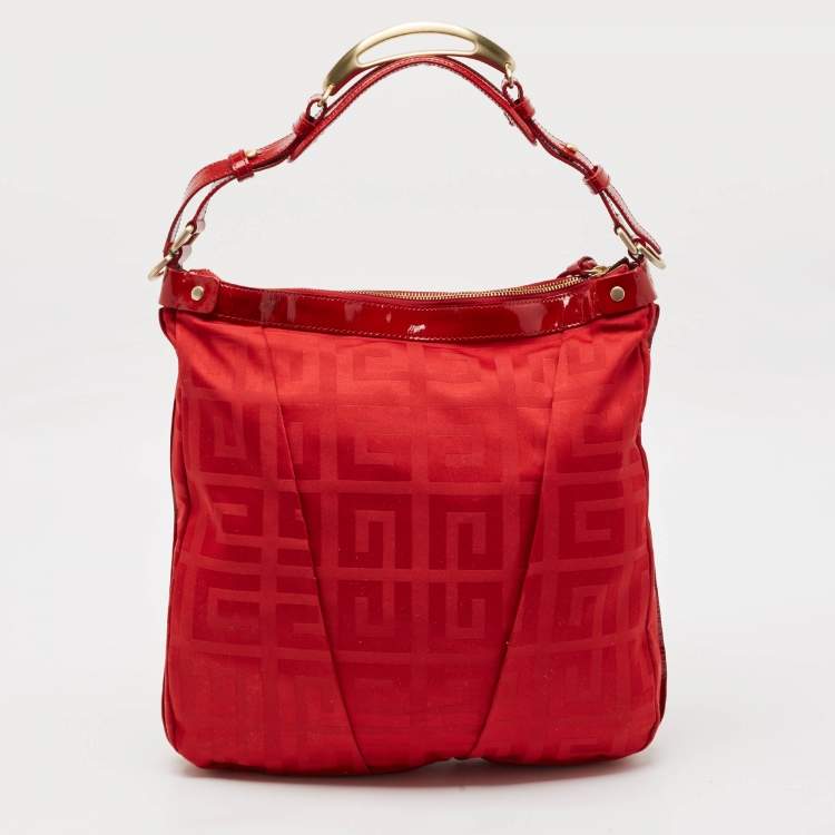 Pre Owned Givenchy Red Signature Fabric Top Handle Bag