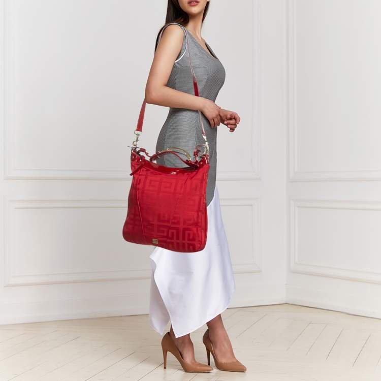 Pre Owned Givenchy Red Signature Fabric Top Handle Bag