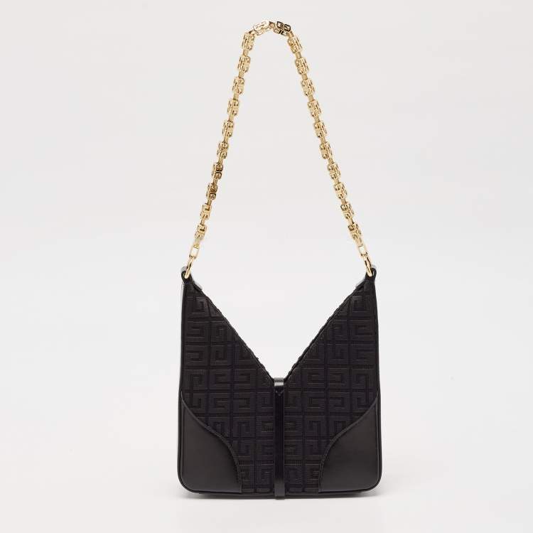 Pre Owned Givenchy Black Denim and Leather Small Cut Out Chain Bag 