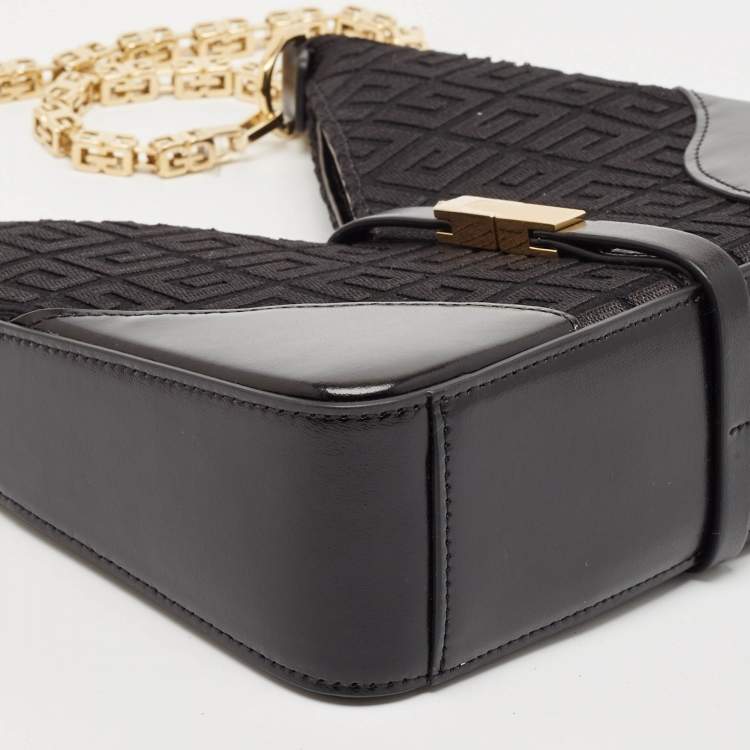 Pre Owned Givenchy Black Denim and Leather Small Cut Out Chain Bag 