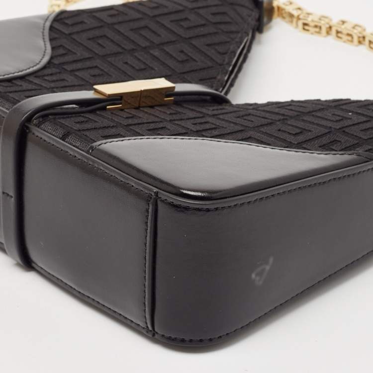 Pre Owned Givenchy Black Denim and Leather Small Cut Out Chain Bag 
