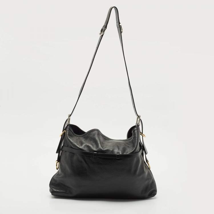Pre Owned Givenchy Black Leather Medium Voyou Shoulder Bag