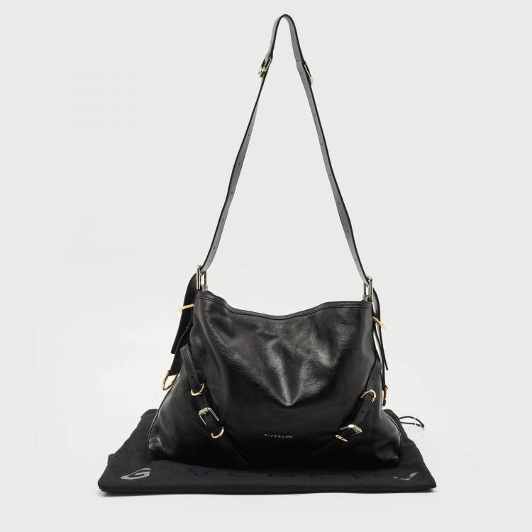 Pre Owned Givenchy Black Leather Medium Voyou Shoulder Bag