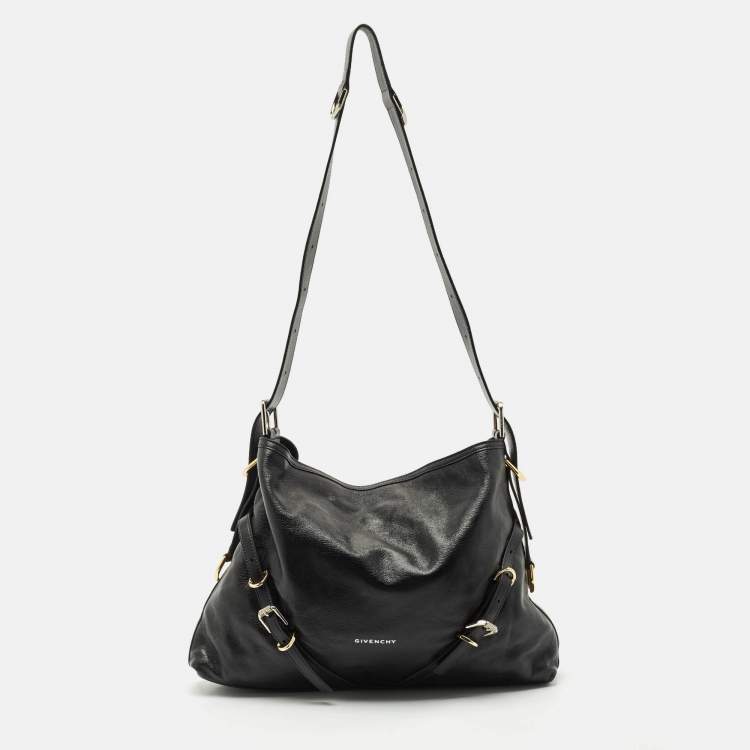 Pre Owned Givenchy Black Leather Medium Voyou Shoulder Bag