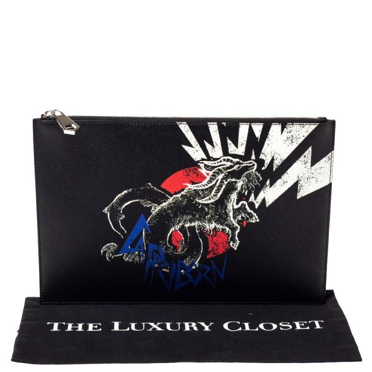 Pre Owned Givenchy Black Leather Capricorn Horoscope Pouch