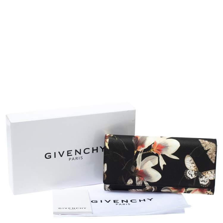 Pre Owned Givenchy Multicolor Floral Print Leather Flap Continental Wallet