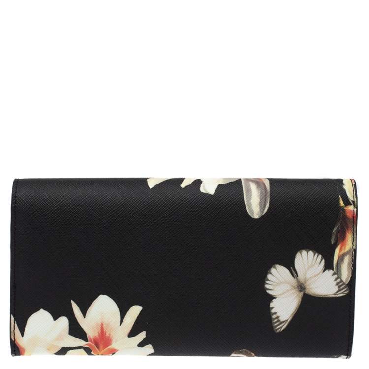 Pre Owned Givenchy Multicolor Floral Print Leather Flap Continental Wallet
