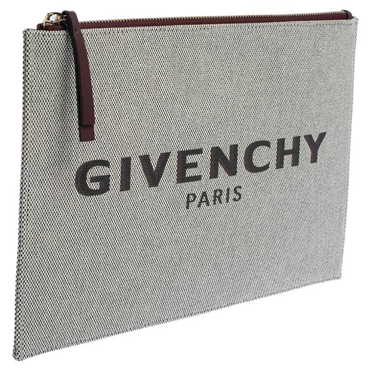 Pre Owned Givenchy Beige Canvas Bond Pouch Clutch