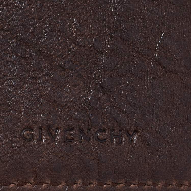 Pre Owned Givenchy Blue/Brown Monogram Canvas and Leather Metal Flap Compact Wallet