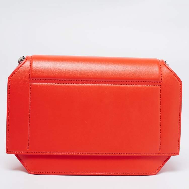 Pre Owned Givenchy Orange Leather Bow Cut Flap Shoulder Bag