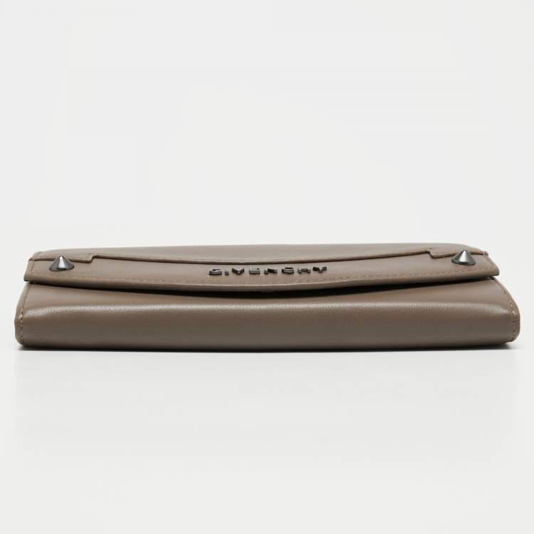 Pre Owned Givenchy Brown Leather Flap Continental Wallet