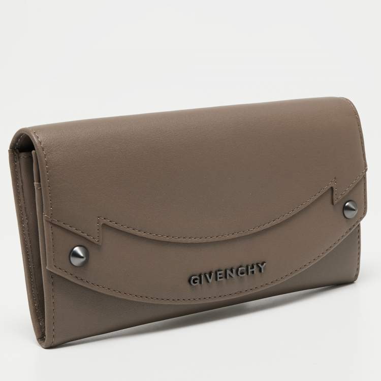Pre Owned Givenchy Brown Leather Flap Continental Wallet