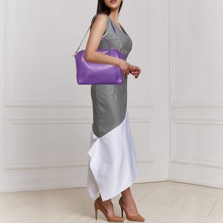 Pre Owned Givenchy Purple Leather Medium Antigona Satchel 