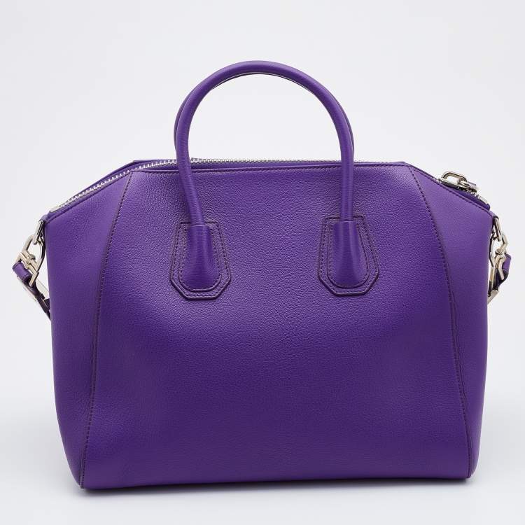 Pre Owned Givenchy Purple Leather Medium Antigona Satchel 