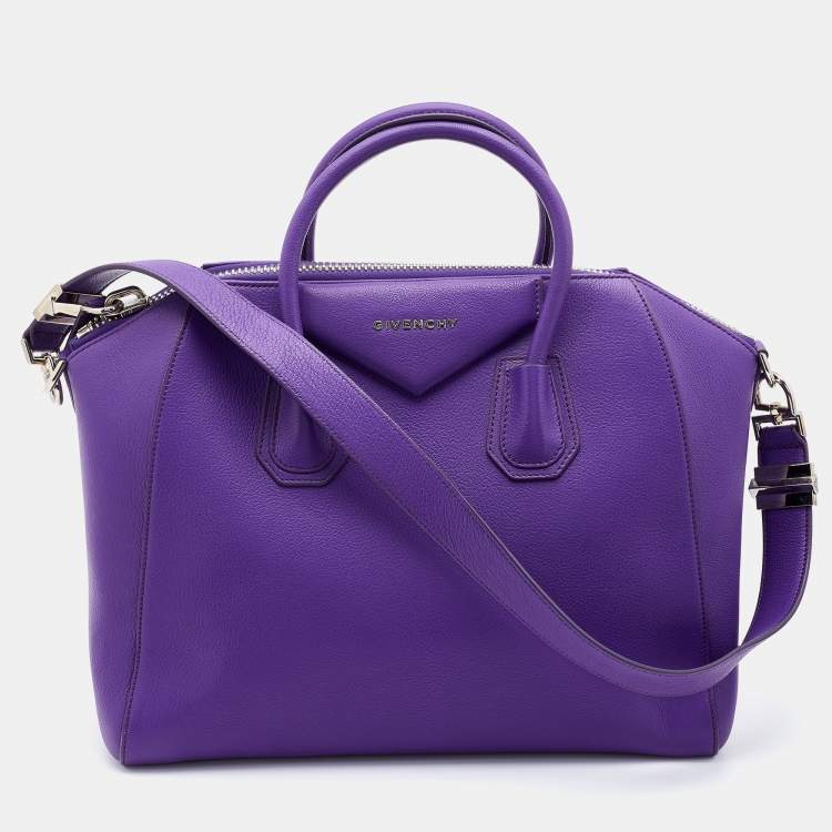 Pre Owned Givenchy Purple Leather Medium Antigona Satchel 