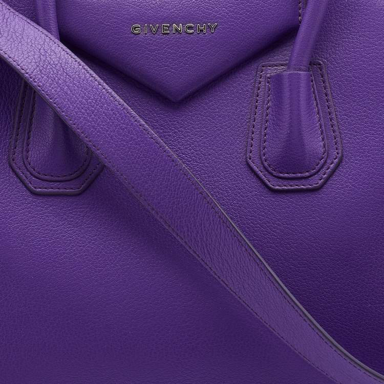 Pre Owned Givenchy Purple Leather Medium Antigona Satchel 