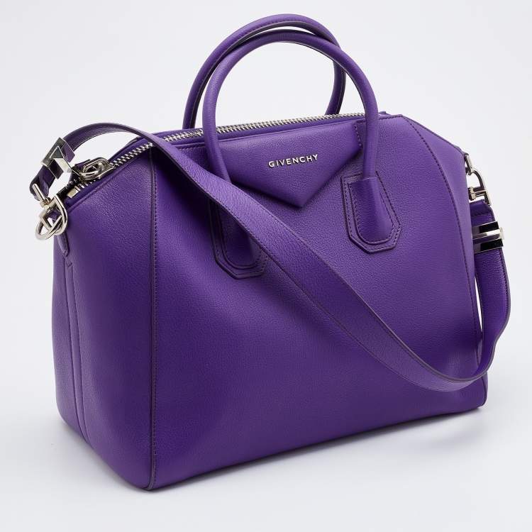 Pre Owned Givenchy Purple Leather Medium Antigona Satchel 