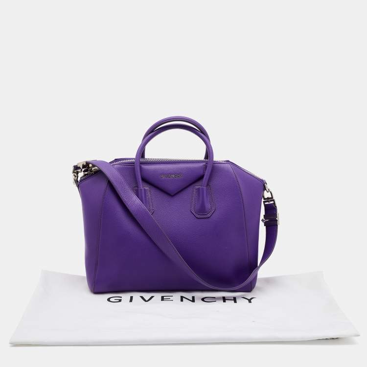 Pre Owned Givenchy Purple Leather Medium Antigona Satchel 