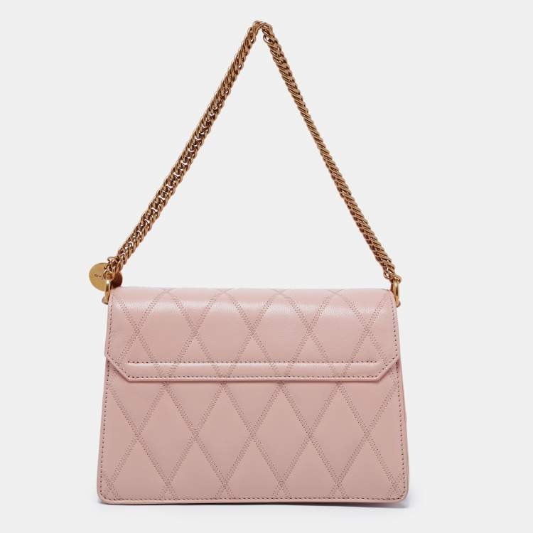 Pre Owned Givenchy Light Beige Quilted Leather Small GV3 Shoulder Bag