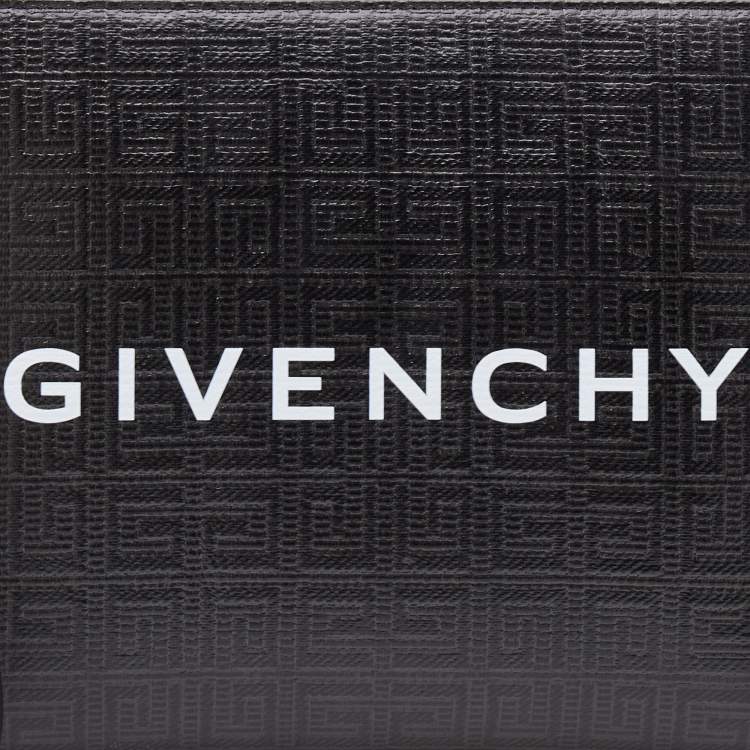 Pre Owned Givenchy Black Monogram Coated Canvas Logo Detail 4G Pouch