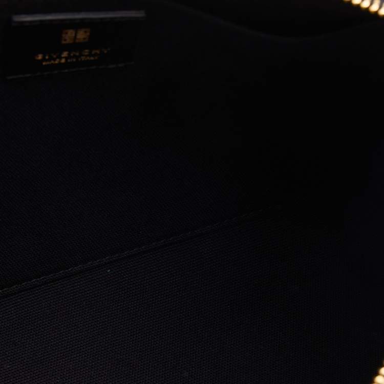 Pre Owned Givenchy Black Monogram Coated Canvas Logo Detail 4G Pouch
